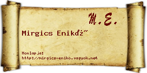 Mirgics Enikő névjegykártya